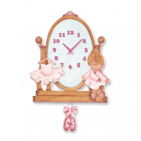 Orologio a Pendolo da Parete Ballerina in Legno per Bimbi - Aracne Italy